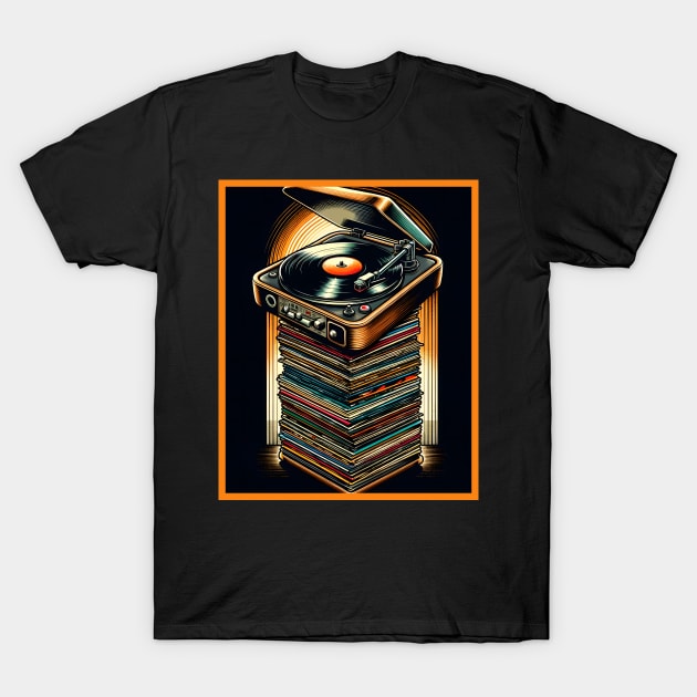 Retro Vinyl And Turntable T-Shirt by Merchweaver